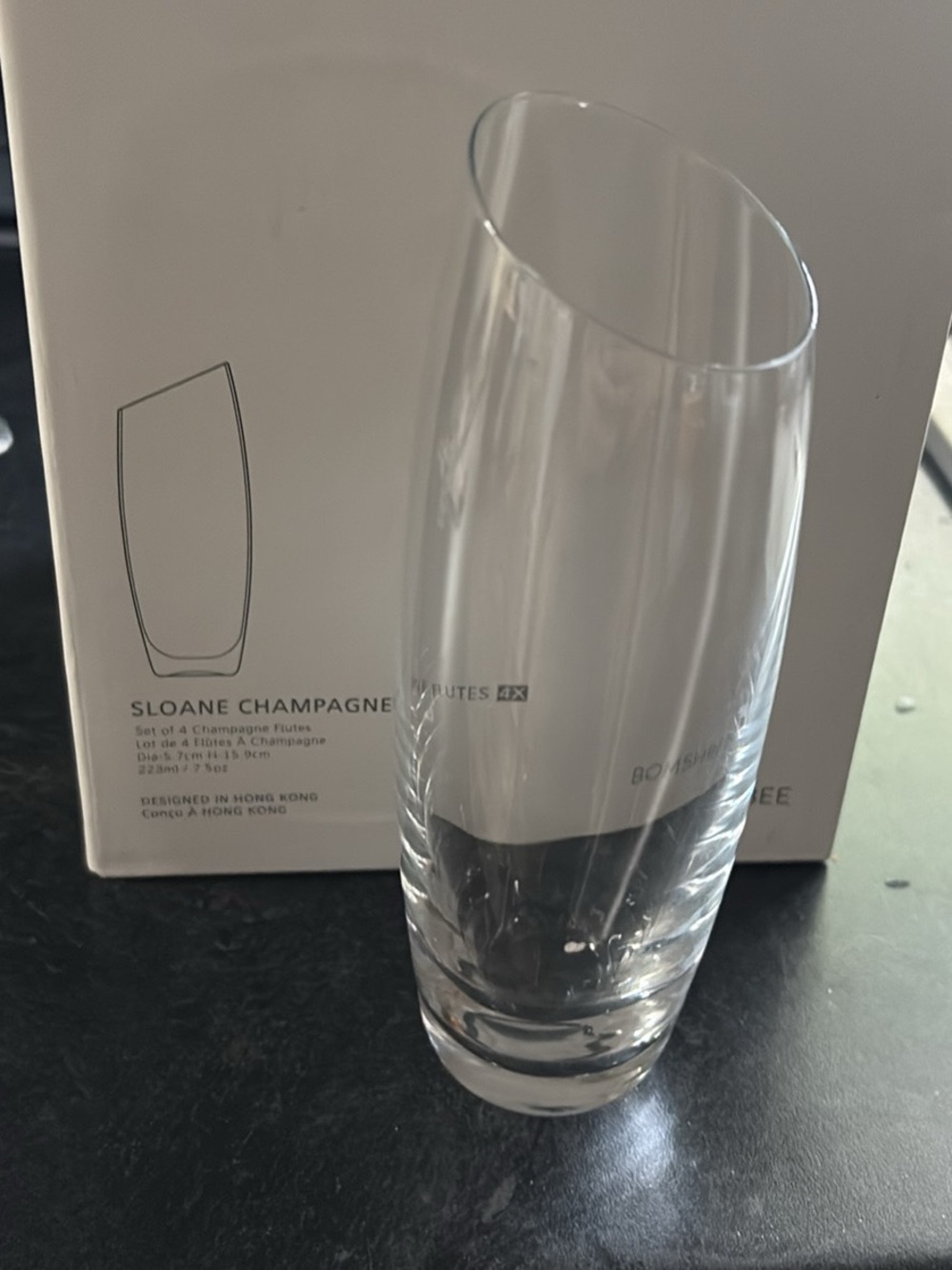SLONE Champagne Flutes Set of 4 – Clear Glass